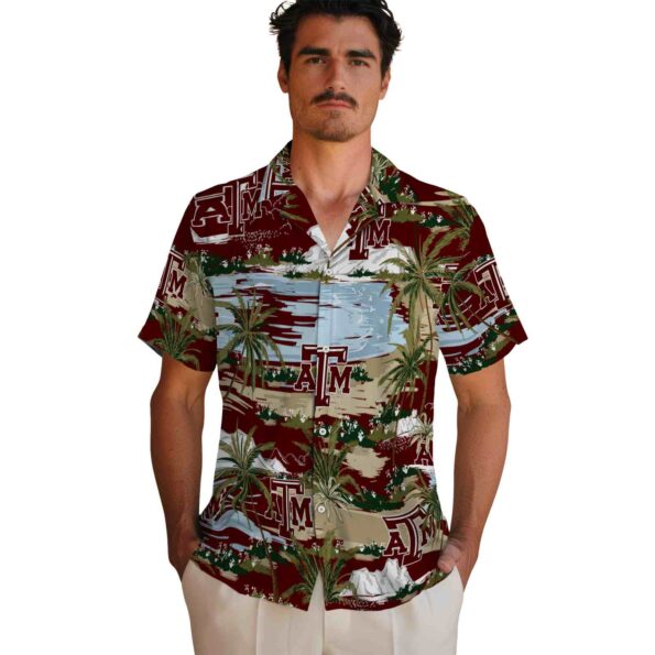 texas am aggies palm horizon maroon hawaiian shirt fashion forward
