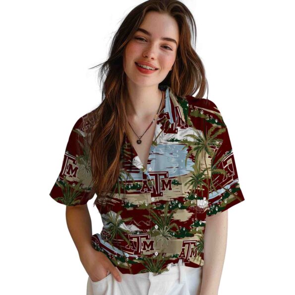 texas am aggies palm horizon maroon hawaiian shirt latest model
