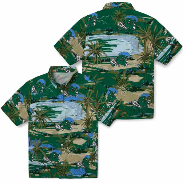 tulane green wave palm horizon green hawaiian shirt high quality
