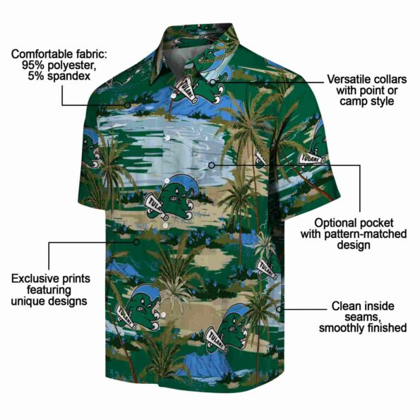 tulane green wave palm horizon green hawaiian shirt new arrival
