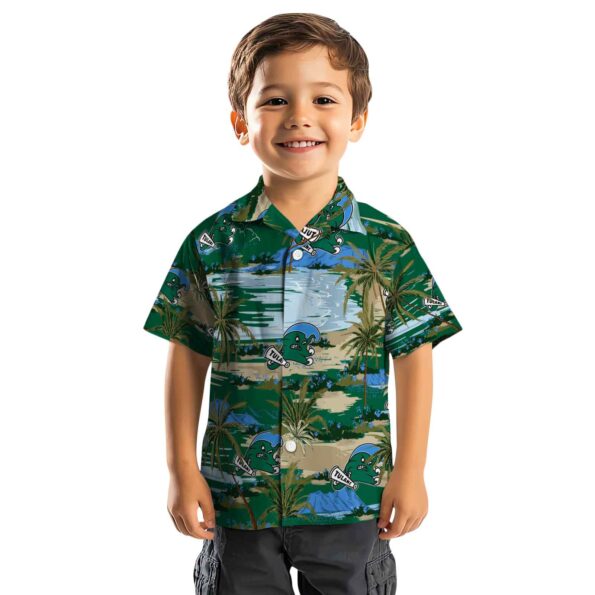 tulane green wave palm horizon green hawaiian shirt top rated