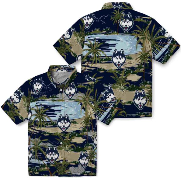 uconn-huskies-palm-horizon-blue-hawaiian-shirt-high-quality uconn huskies palm horizon blue hawaiian shirt high quality