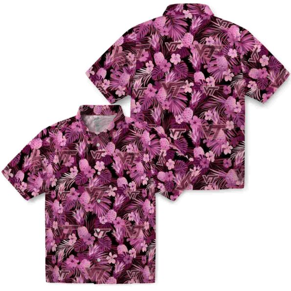 virginia tech hokies floral pineapple maroon hawaiian shirt high quality