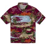 Virginia Tech Hokies Hawaiian Shirt - Palm Horizon Maroon 1 virginia-tech-hokies-palm-horizon-maroon-hawaiian-shirt-best-selling