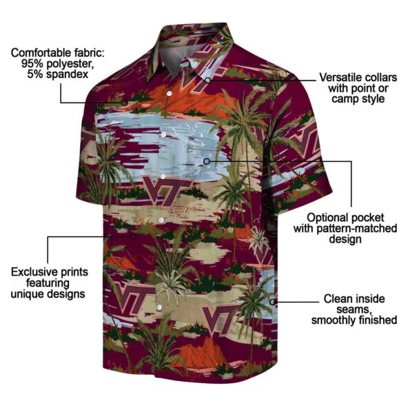 virginia tech hokies palm horizon maroon hawaiian shirt new arrival