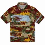 Washington Commanders Hawaiian Shirt - Palm Horizon Burgundy 1 washington-commanders-palm-horizon-burgundy-hawaiian-shirt-best-selling