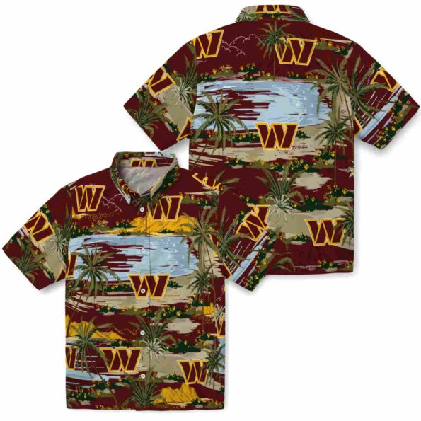 washington commanders palm horizon burgundy hawaiian shirt high quality