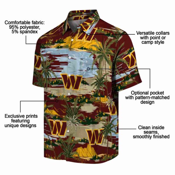 washington commanders palm horizon burgundy hawaiian shirt new arrival