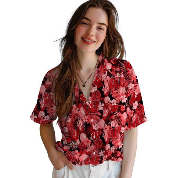 wisconsin-badgers-floral-pineapple-red-hawaiian-shirt-latest-model wisconsin badgers floral pineapple red hawaiian shirt latest model