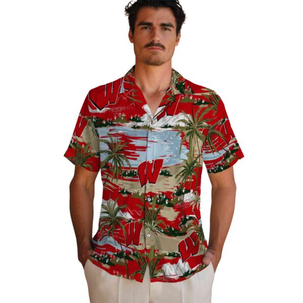 wisconsin-badgers-palm-horizon-red-hawaiian-shirt-fashion-forward wisconsin badgers palm horizon red hawaiian shirt fashion forward