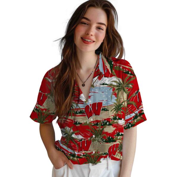 wisconsin-badgers-palm-horizon-red-hawaiian-shirt-latest-model wisconsin badgers palm horizon red hawaiian shirt latest model