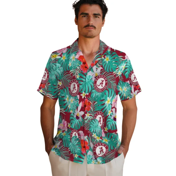 Alabama Crimson Tide Hawaiian Shirt Customized Hibiscus Blossoms Crimson Fashion Forward