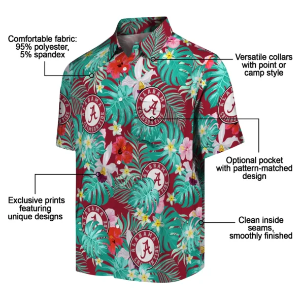 Alabama Crimson Tide Hawaiian Shirt Customized Hibiscus Blossoms Crimson New Arrival