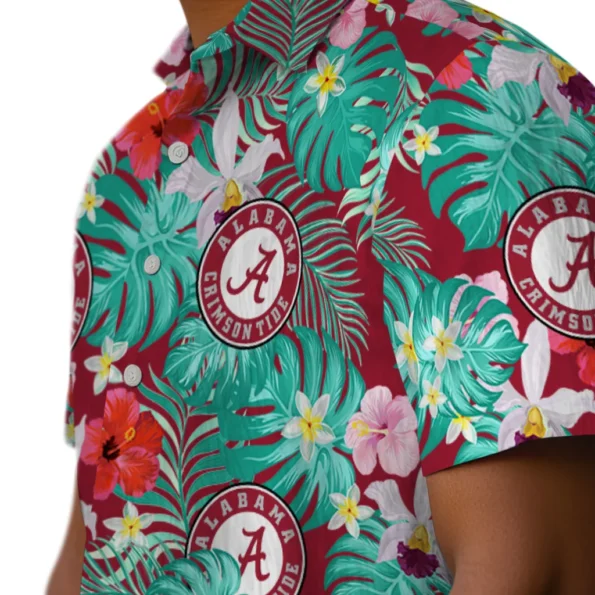 Alabama Crimson Tide Hawaiian Shirt Customized Hibiscus Blossoms Crimson Trendy
