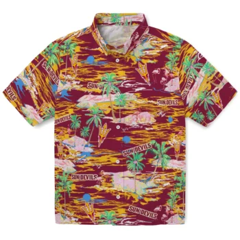 Arizona State Sun Devils Hawaiian Shirt - Tropical Palms