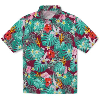 Arizona State Sun Devils Hawaiian Shirt Personalized Hibiscus Blossoms Maroon Best Selling