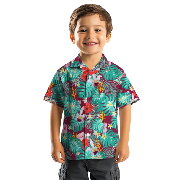 Arizona State Sun Devils Hawaiian Shirt Personalized Hibiscus Blossoms Maroon Top Rated