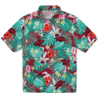 Arkansas Razorbacks Hawaiian Shirt Customized Hibiscus Blossoms Red Best Selling