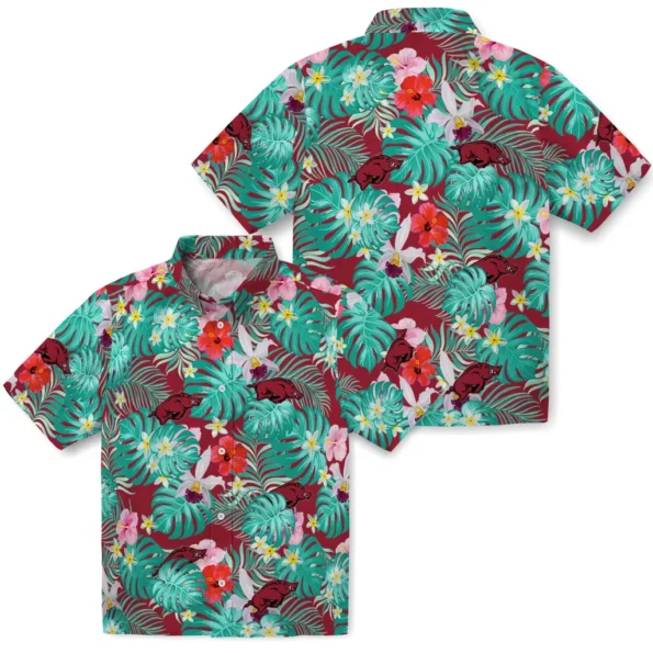 Arkansas Razorbacks Hawaiian Shirt Customized Hibiscus Blossoms Red High Quality Arkansas Razorbacks Hawaiian Shirt Customized Hibiscus Blossoms Red High Quality
