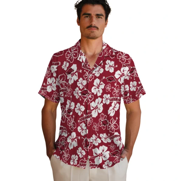 arkansas-razorbacks-hawaiian-shirt-hibiscus-flower-design-fashion-forward.webp