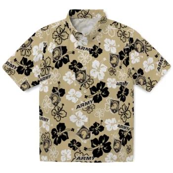 Army Black Knights Hawaiian Shirt - Tropical Floral Pattern