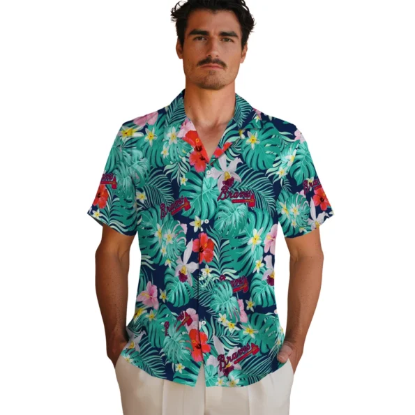 Atlanta Braves Hawaiian Shirt Personalized Hibiscus Blossoms Navy Fashion Forward Atlanta Braves Hawaiian Shirt Personalized Hibiscus Blossoms Navy Fashion Forward