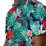 Atlanta Braves Hawaiian Shirt Personalized Hibiscus Blossoms Navy Best Selling