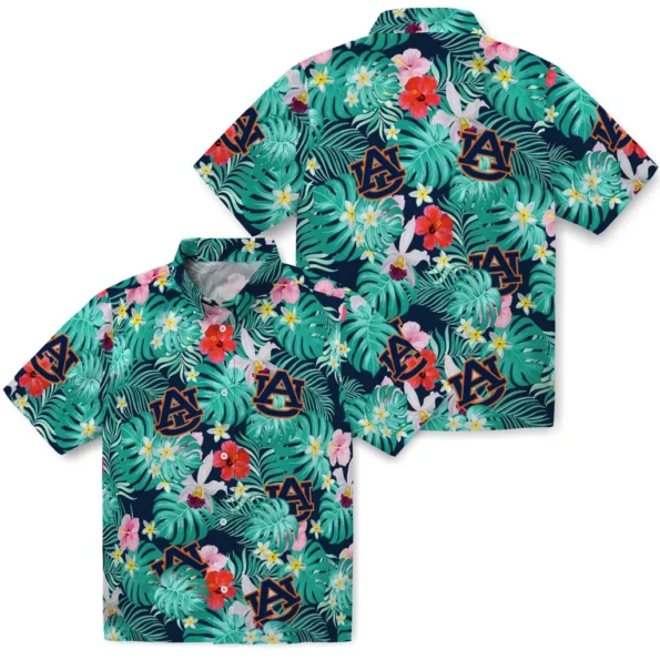 Auburn Tigers Hawaiian Shirt Personalized Hibiscus Blossoms Navy Blue High Quality Auburn Tigers Hawaiian Shirt Personalized Hibiscus Blossoms Navy Blue High Quality