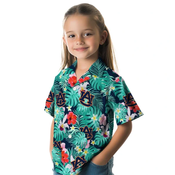 Auburn Tigers Hawaiian Shirt Personalized Hibiscus Blossoms Navy Blue Premium Grade Auburn Tigers Hawaiian Shirt Personalized Hibiscus Blossoms Navy Blue Premium Grade