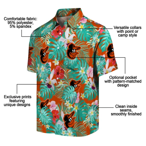 Baltimore Orioles Hawaiian Shirt Custom Hibiscus Blossoms Orange New Arrival