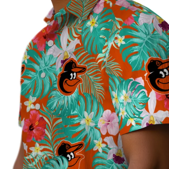 Baltimore Orioles Hawaiian Shirt Custom Hibiscus Blossoms Orange Trendy