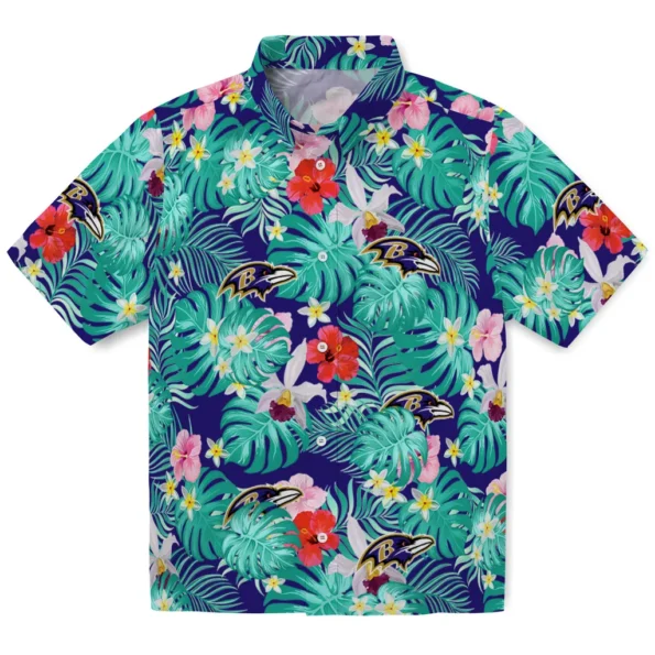 Baltimore Ravens Hawaiian Shirt Customized Hibiscus Blossoms Purple Best Selling Baltimore Ravens Hawaiian Shirt Customized Hibiscus Blossoms Purple Best Selling