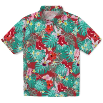 Boston Red Sox Hawaiian Shirt Customized Hibiscus Blossoms Red Best Selling