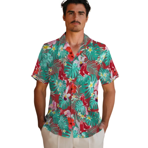 Boston Red Sox Hawaiian Shirt Customized Hibiscus Blossoms Red Fashion Forward Boston Red Sox Hawaiian Shirt Customized Hibiscus Blossoms Red Fashion Forward
