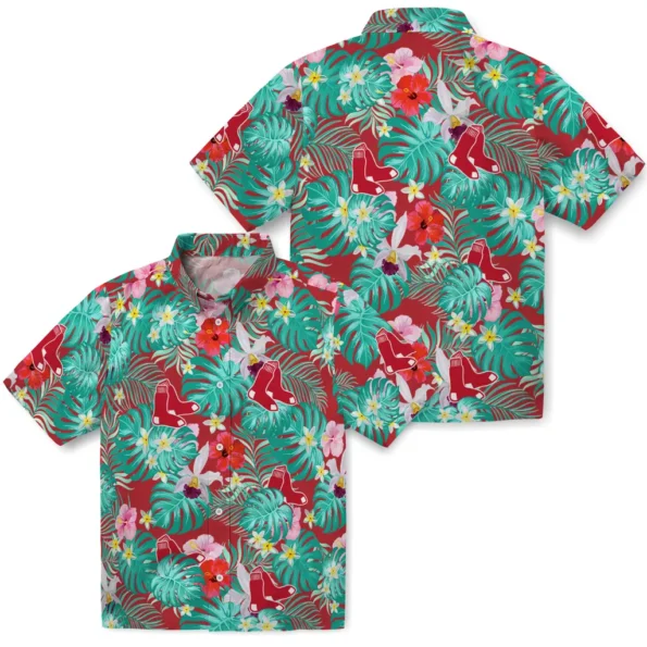 Boston Red Sox Hawaiian Shirt Customized Hibiscus Blossoms Red High Quality Boston Red Sox Hawaiian Shirt Customized Hibiscus Blossoms Red High Quality