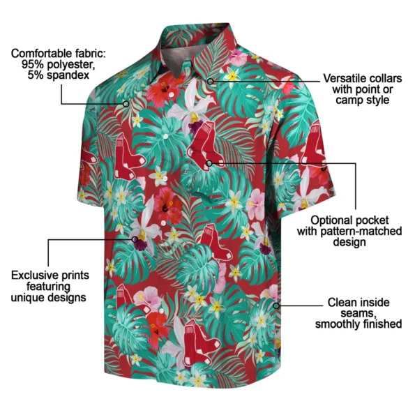 Boston Red Sox Hawaiian Shirt Customized Hibiscus Blossoms Red New Arrival Boston Red Sox Hawaiian Shirt Customized Hibiscus Blossoms Red New Arrival