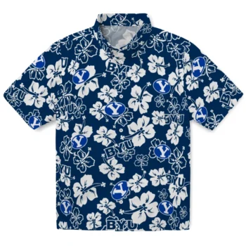 BYU Cougars Hawaiian Shirt - Tropical Floral Pattern