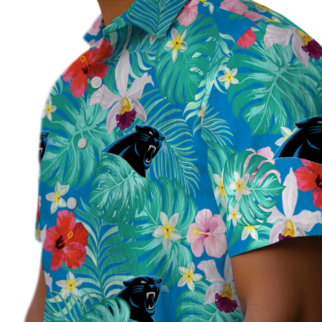 Carolina Panthers Hawaiian Shirt Custom Hibiscus Blossoms Blue Trendy Carolina Panthers Hawaiian Shirt Custom Hibiscus Blossoms Blue Trendy