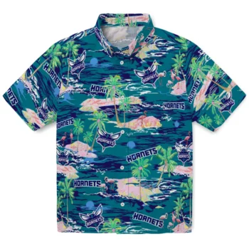 Charlotte Hornets Hawaiian Shirt - Tropical Palms