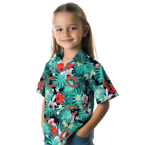 Chicago Bears Hawaiian Shirt Customized Hibiscus Blossoms Blue Premium Grade