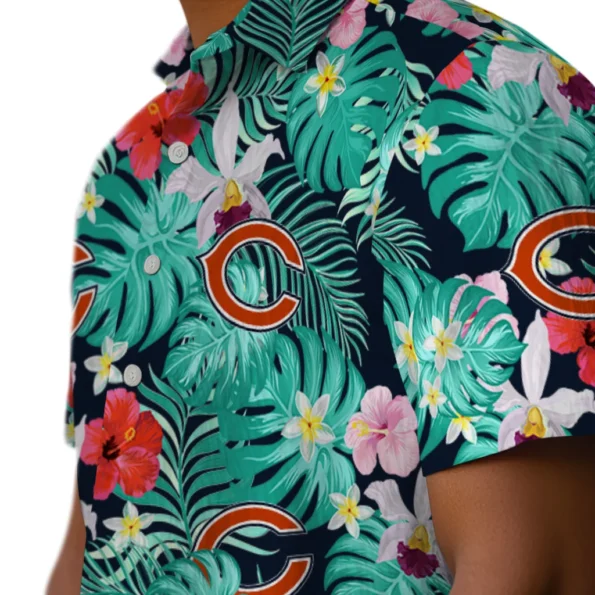 Chicago Bears Hawaiian Shirt Customized Hibiscus Blossoms Blue Trendy