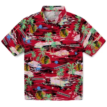 Chicago Blackhawks Hawaiian Shirt - Tropical Palms