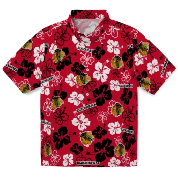 Chicago Blackhawks Hawaiian Shirt - Tropical Floral Pattern