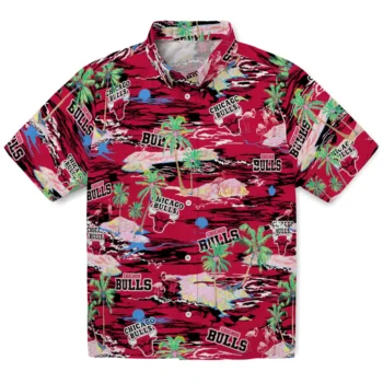 Chicago Bulls Hawaiian Shirt - Tropical Palms