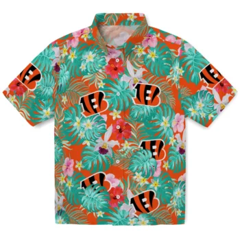 Cincinnati Bengals Hawaiian Shirt Personalized Hibiscus Blossoms Orange Best Selling