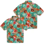 Cincinnati Bengals Hawaiian Shirt Personalized Hibiscus Blossoms Orange Best Selling