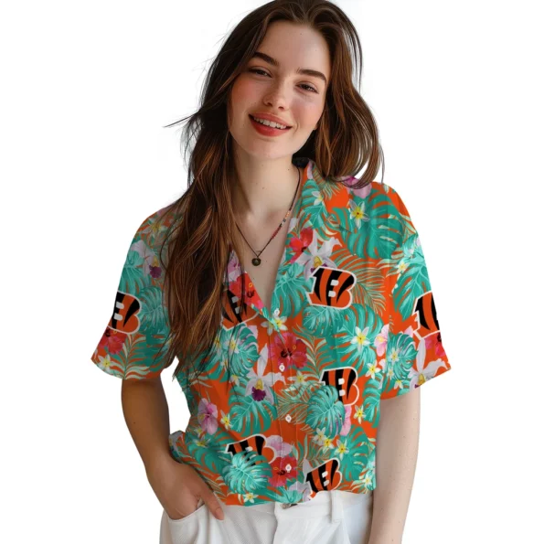 Cincinnati Bengals Hawaiian Shirt Personalized Hibiscus Blossoms Orange Latest Model Cincinnati Bengals Hawaiian Shirt Personalized Hibiscus Blossoms Orange Latest Model