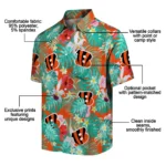 Cincinnati Bengals Hawaiian Shirt Personalized Hibiscus Blossoms Orange Best Selling