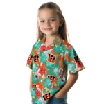 Cincinnati Bengals Hawaiian Shirt Personalized Hibiscus Blossoms Orange Best Selling