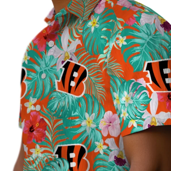 Cincinnati Bengals Hawaiian Shirt Personalized Hibiscus Blossoms Orange Trendy Cincinnati Bengals Hawaiian Shirt Personalized Hibiscus Blossoms Orange Trendy